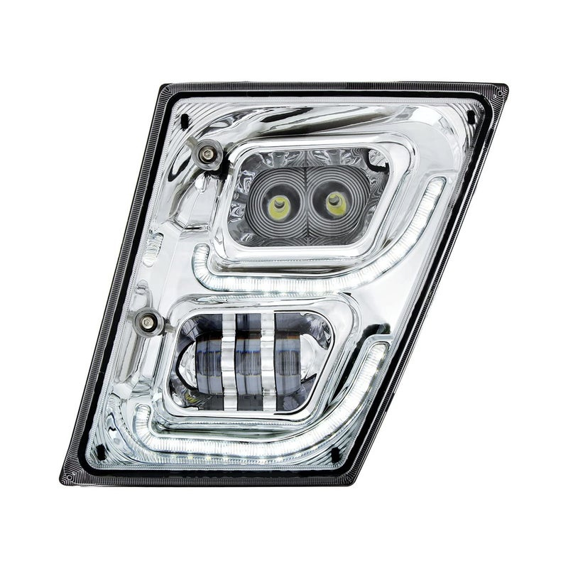 United Pacific 32594 Fog Light, Chrome, High Power LED, Driver Side, with LED DRL & Position Light, for 2003-2017 Volvo VN/VNL - Image 1